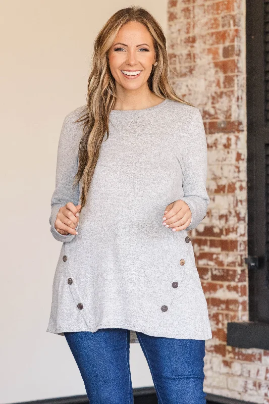 New Arrival Battling Blush Top, Heather Gray