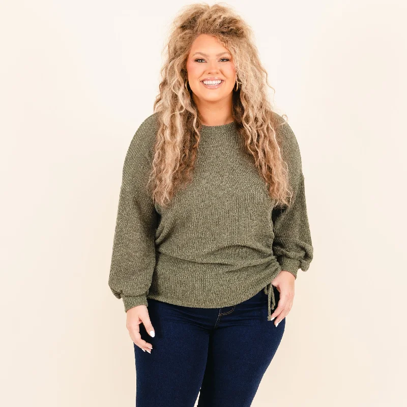 Weekend Savings Delight A Beautiful World Top, Olive