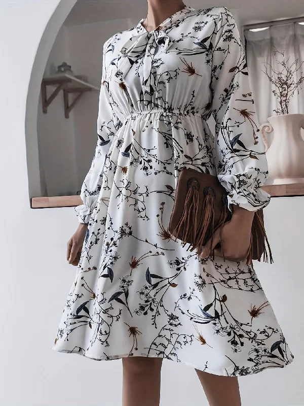Weekend Specials to Indulge In Sixsr Floral Print Tie Front Dress, Casual Long Sleeve Dress For Spring & Fall, Women's Clothing Weekend Specials to Indulge In Sixsr Floral Print Tie Front Dress, Casual Long Sleeve Dress For Spring & Fall, Women's Clothing