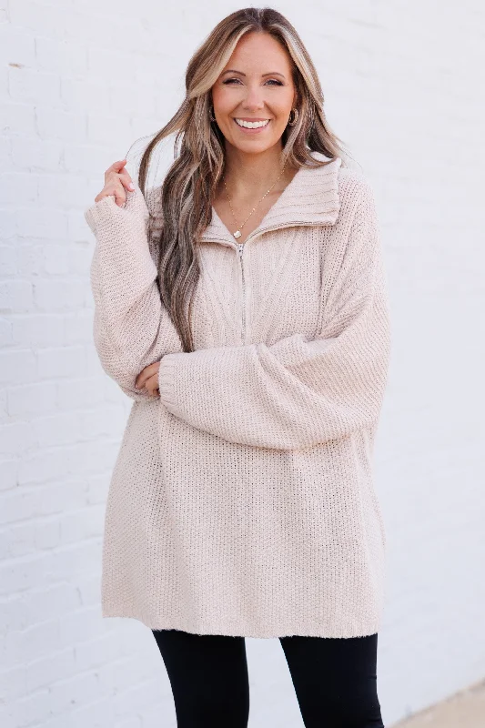 Final Clearance I Can't Wait Pullover, Taupe