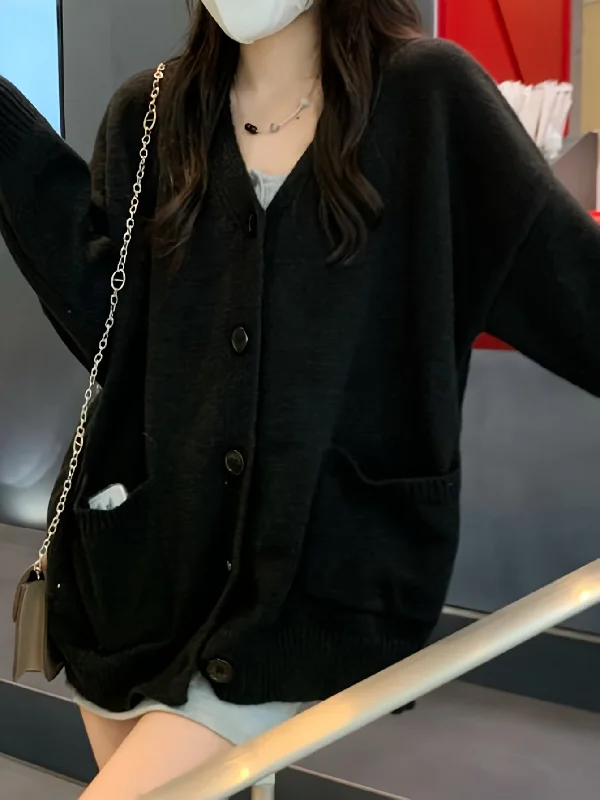 Unwind with Weekend Discounts Sixsr Solid Button Front Cardigan, Casual Long Sleeve Drop Shoulder Outwear, Women's Clothing Unwind with Weekend Discounts Sixsr Solid Button Front Cardigan, Casual Long Sleeve Drop Shoulder Outwear, Women's Clothing