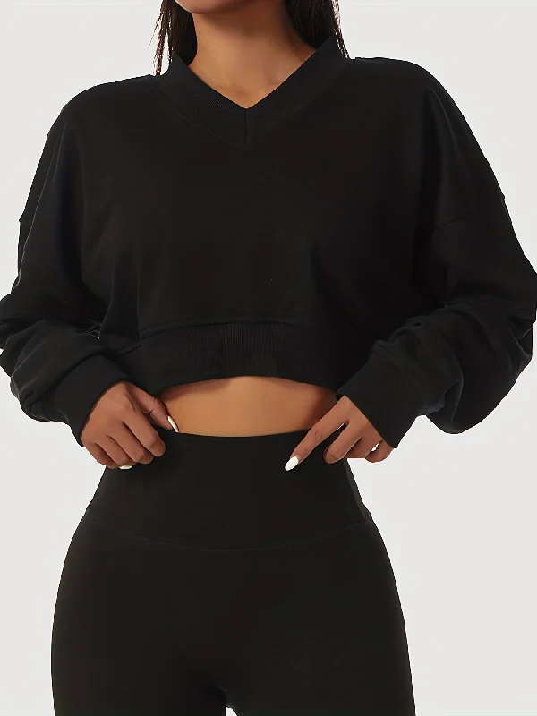 Weekend Deals That Sparkle Sixsr Women's Solid Cropped Long Sleeve Sweatshirts, Casual V Neck Pullover Sports T-Shirts Tops, Women's Clothing Weekend Deals That Sparkle Sixsr Women's Solid Cropped Long Sleeve Sweatshirts, Casual V Neck Pullover Sports T-Shirts Tops, Women's Clothing