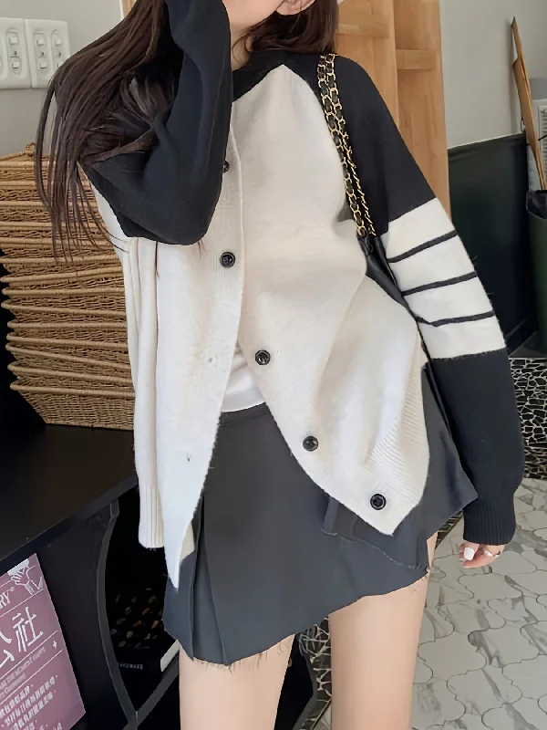 Weekend Discounts to Snag Sixsr Color Block Button Up Knit Cardigan, Casual Crew Neck Long Sleeve Sweater, Women's Clothing Weekend Discounts to Snag Sixsr Color Block Button Up Knit Cardigan, Casual Crew Neck Long Sleeve Sweater, Women's Clothing