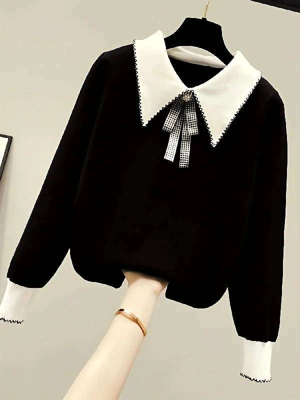 Shop Now Sixsr Long Sleeve Shirt Collar Sweater, Spring & Fall Elegant Casual Warm Sweater, Women's Clothing Shop Now Sixsr Long Sleeve Shirt Collar Sweater, Spring & Fall Elegant Casual Warm Sweater, Women's Clothing