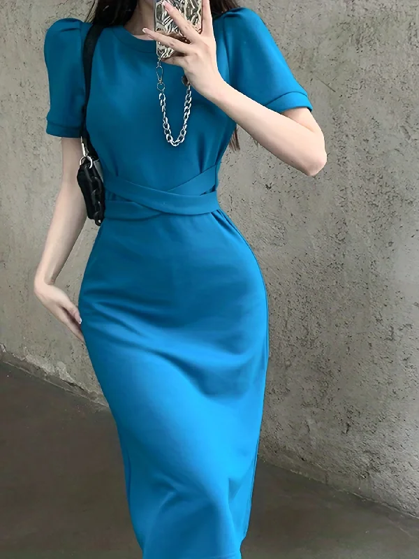 Shop Now Sixsr Simple Tie Back Dress, Casual Crew Neck Short Sleeve Dress, Women's Clothing Shop Now Sixsr Simple Tie Back Dress, Casual Crew Neck Short Sleeve Dress, Women's Clothing