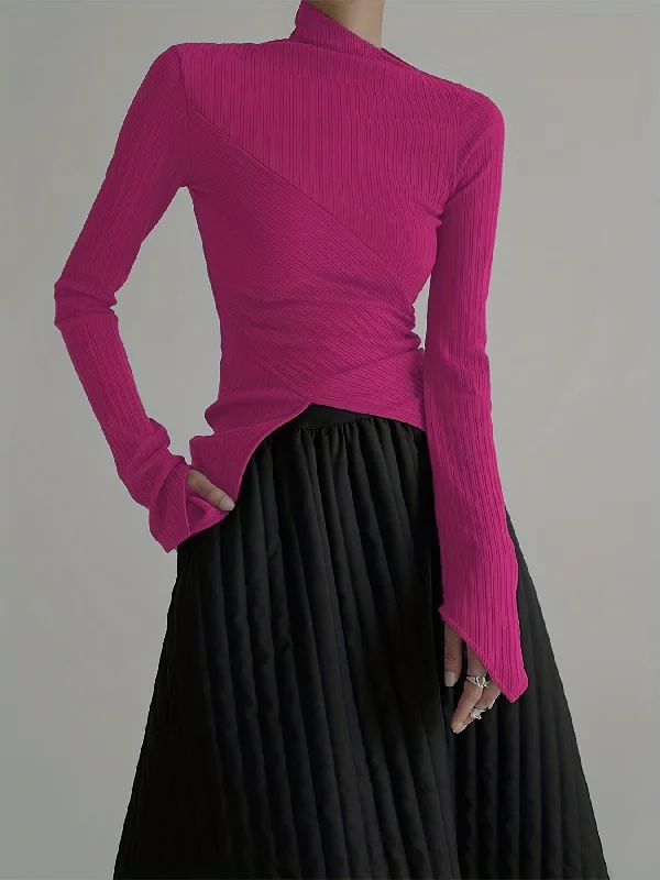 Stock Clearance Sixsr Elegant Long Sleeve Basic T-Shirts, Solid Casual T-Shirts For Spring & Fall, Women's Clothing Stock Clearance Sixsr Elegant Long Sleeve Basic T-Shirts, Solid Casual T-Shirts For Spring & Fall, Women's Clothing
