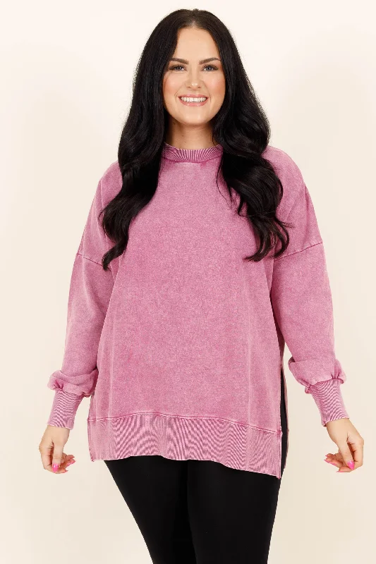 Weekend Savings Spectacular Cozy Crewneck Pullover, Berry