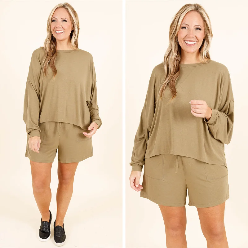 Reduced Rates Live, Love, Lounge Set, Khaki