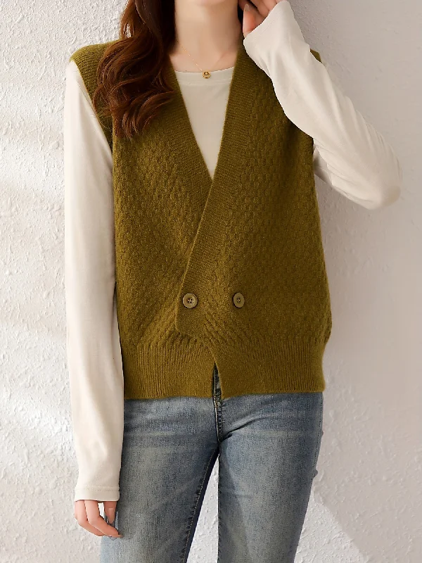 Deal of the Day Sixsr Solid Button Front Vest, Vintage V Neck Sleeveless Vest, Women's Clothing Deal of the Day Sixsr Solid Button Front Vest, Vintage V Neck Sleeveless Vest, Women's Clothing