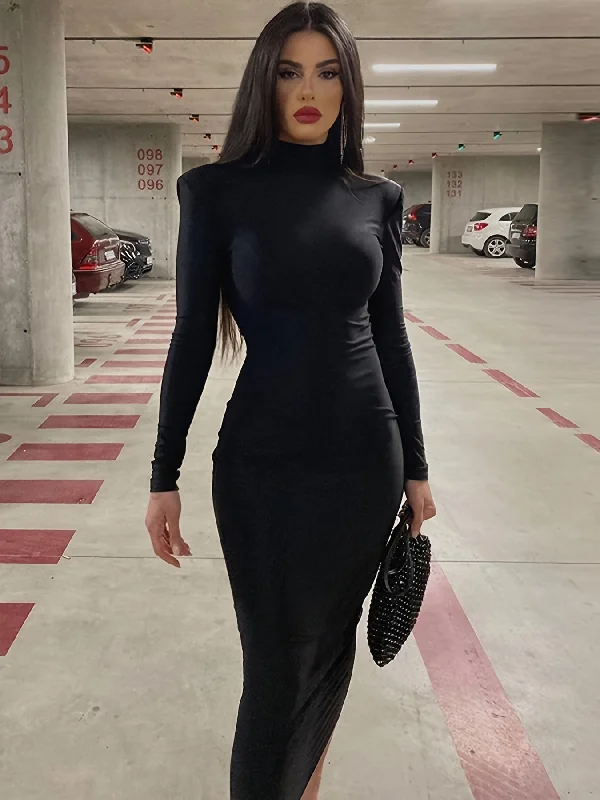 Savings Soar This Weekend Sixsr Long Sleeve Midi Dress, High Neck Slim Casual Every Day Dress, Women's Clothing Savings Soar This Weekend Sixsr Long Sleeve Midi Dress, High Neck Slim Casual Every Day Dress, Women's Clothing