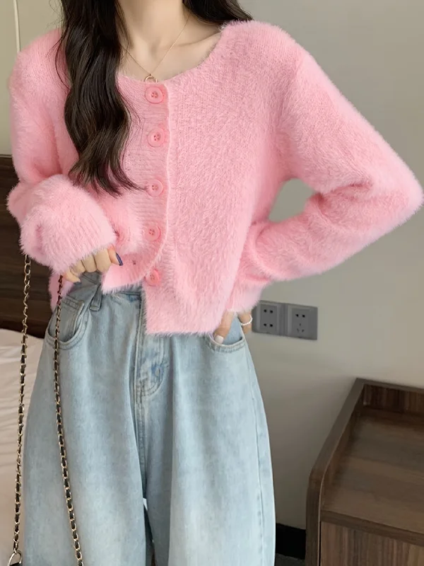 Super Sale Sixsr Solid Button Down Knit Cardigan, Casual Long Sleeve Cozy Sweater, Women's Clothing Super Sale Sixsr Solid Button Down Knit Cardigan, Casual Long Sleeve Cozy Sweater, Women's Clothing