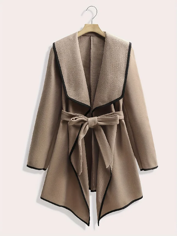 Lowest Rates Sixsr Plus Size Elegant Coat, Women's Plus Solid Long Sleeve Open Front Waterfall Collar Asymmetric Hem Overcoat With Belt Lowest Rates Sixsr Plus Size Elegant Coat, Women's Plus Solid Long Sleeve Open Front Waterfall Collar Asymmetric Hem Overcoat With Belt