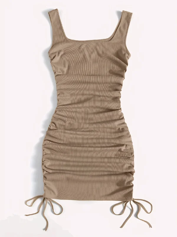Flash Deal Sixsr Side Drawstring Bodycon Dress, Sexy Sleeveless Ruched Tank Dress, Women's Clothing Flash Deal Sixsr Side Drawstring Bodycon Dress, Sexy Sleeveless Ruched Tank Dress, Women's Clothing