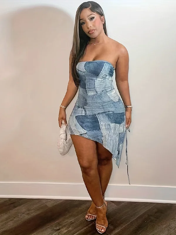 Reduced Price Sixsr Patchwork Asymmetrical Dress, Sexy Off Shoulder Sleeveless Tube Dress, Women's Clothing Reduced Price Sixsr Patchwork Asymmetrical Dress, Sexy Off Shoulder Sleeveless Tube Dress, Women's Clothing