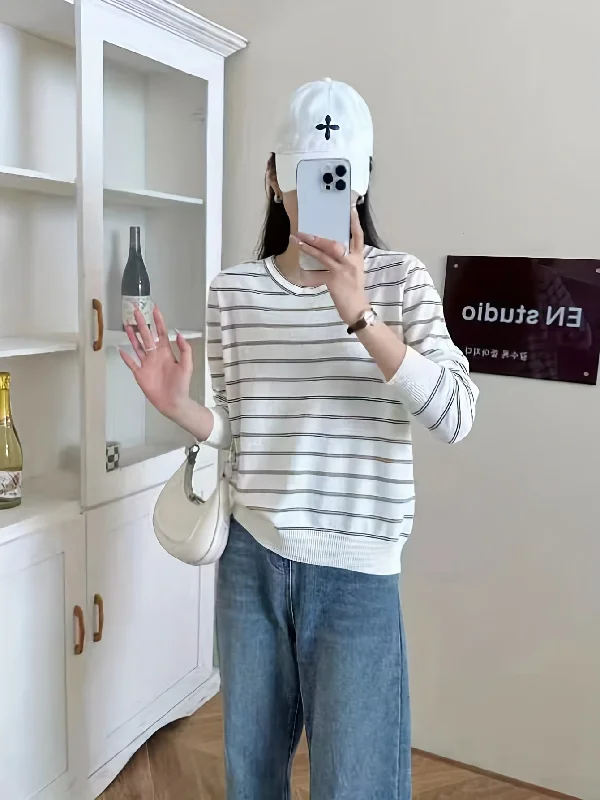 Weekend Discounts You Deserve Sixsr Striped Knitted Pullover Sweater, Casual Long Sleeve Sweater For Fall & Winter, Women's Clothing Weekend Discounts You Deserve Sixsr Striped Knitted Pullover Sweater, Casual Long Sleeve Sweater For Fall & Winter, Women's Clothing