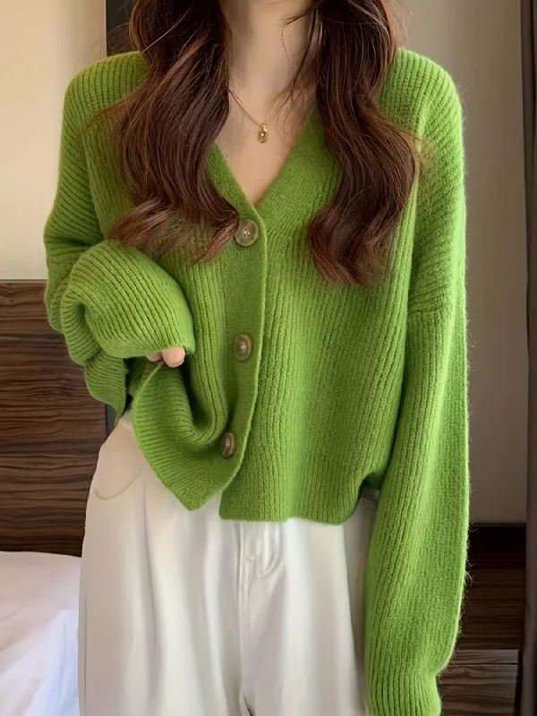 Weekend Savings Fiesta Sixsr Solid Button Down Knit Cardigan, Casual Long Sleeve Drop Shoulder Sweater, Women's Clothing Weekend Savings Fiesta Sixsr Solid Button Down Knit Cardigan, Casual Long Sleeve Drop Shoulder Sweater, Women's Clothing