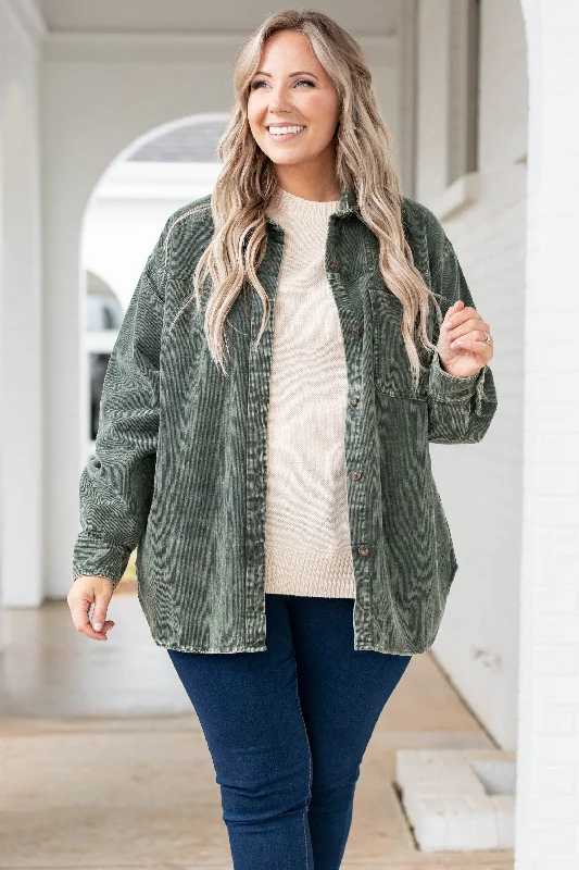 Hurry In Warmhearted Welcomes Shacket, Olive