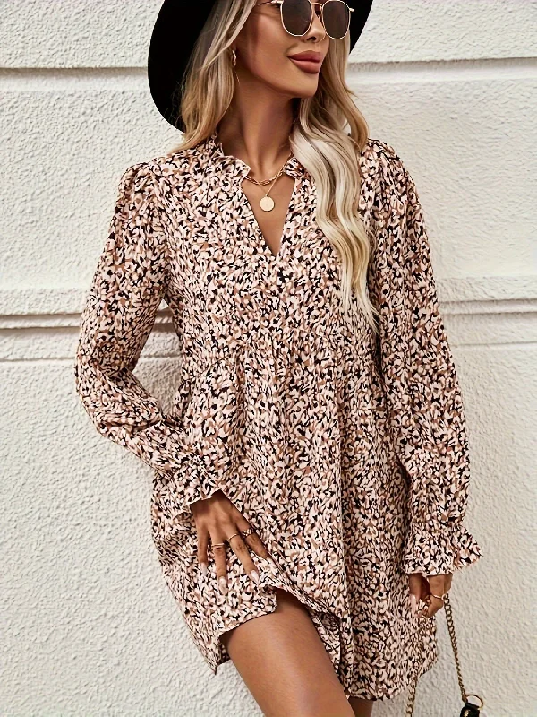 Weekend Discounts to Celebrate Sixsr Allover Print Lantern Sleeve Dress, Casual Notch Neck A-line Dress, Women's Clothing Weekend Discounts to Celebrate Sixsr Allover Print Lantern Sleeve Dress, Casual Notch Neck A-line Dress, Women's Clothing