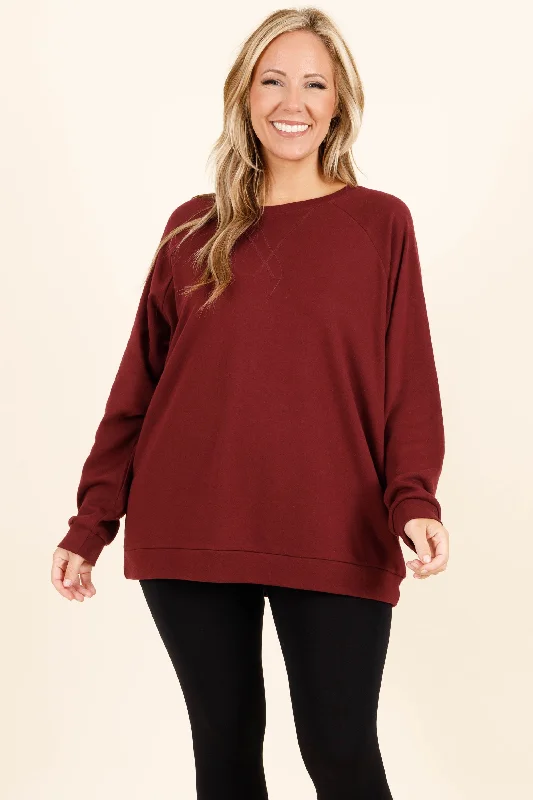 Price Drop Covered In You Pullover, Dark Burgundy