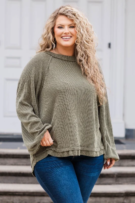 Midnight Sale Skating On Thin Ice Top, Olive