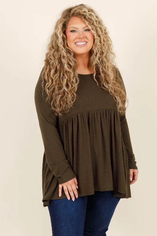 Year-End Deals Dear My Love Top, Dark Olive