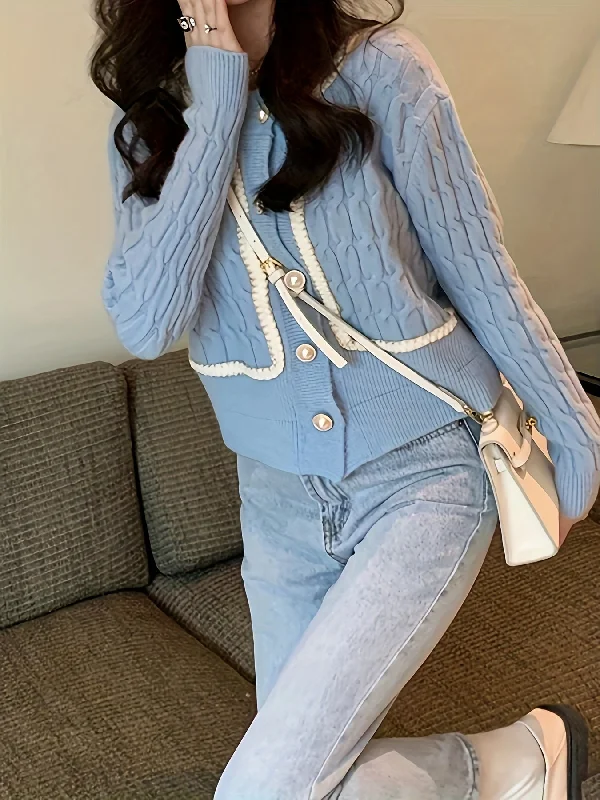 Lowest Price Sixsr Cable Knit Button Up Cardigan, Casual Long Sleeve Crew Neck Sweet Sweater, Women's Clothing Lowest Price Sixsr Cable Knit Button Up Cardigan, Casual Long Sleeve Crew Neck Sweet Sweater, Women's Clothing