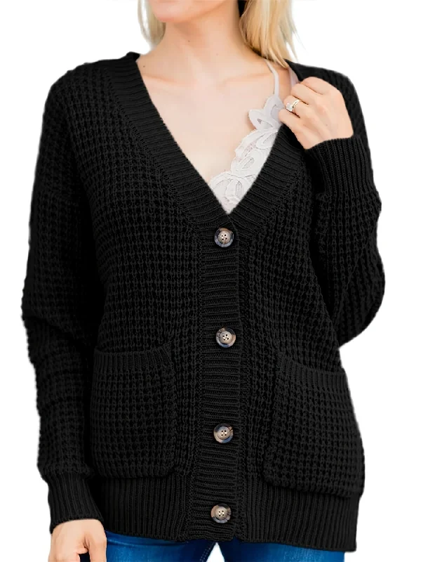 Weekend Bargains to Relish Sixsr Drop Shoulder Button Front Cardigan, Casual Long Sleeve Cardigan For Fall & Winter, Women's Clothing Weekend Bargains to Relish Sixsr Drop Shoulder Button Front Cardigan, Casual Long Sleeve Cardigan For Fall & Winter, Women's Clothing