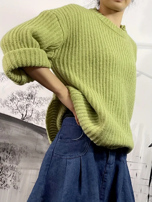 Steal Deal Sixsr Solid Crew Neck Rib Knit Sweater, Casual Long Sleeve Loose Pullover Sweater, Women's Clothing Steal Deal Sixsr Solid Crew Neck Rib Knit Sweater, Casual Long Sleeve Loose Pullover Sweater, Women's Clothing