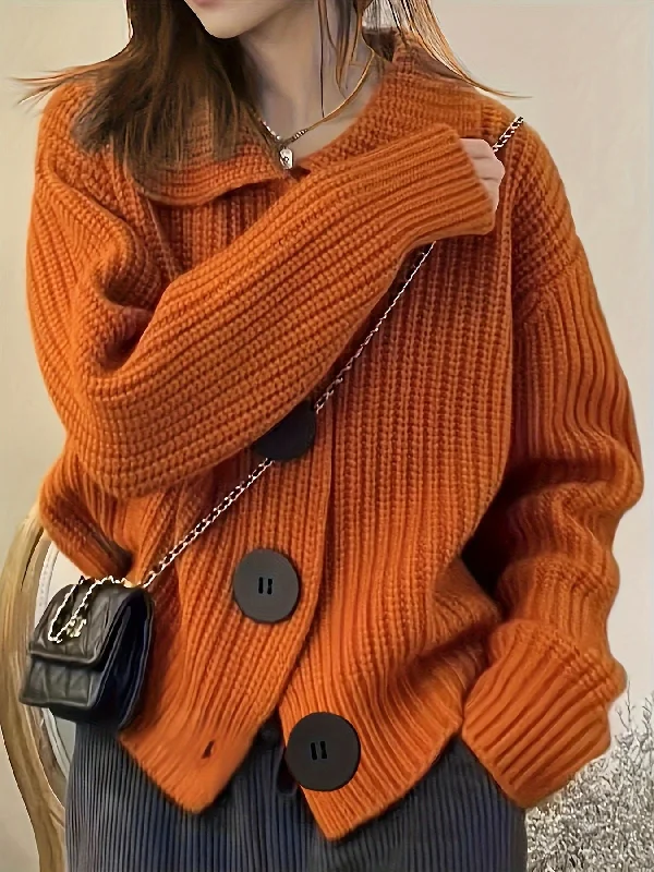Weekend Bargains to Grab Sixsr Solid Button Down Knit Cardigan, Vintage Turndown Collar Long Sleeve Sweater, Women's Clothing Weekend Bargains to Grab Sixsr Solid Button Down Knit Cardigan, Vintage Turndown Collar Long Sleeve Sweater, Women's Clothing