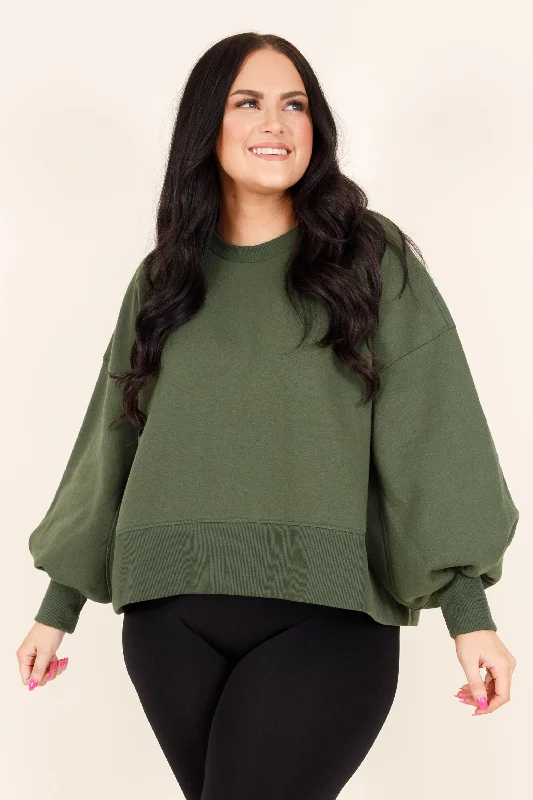 Weekend Deals That Excite Feeling Free Pullover, Army Green