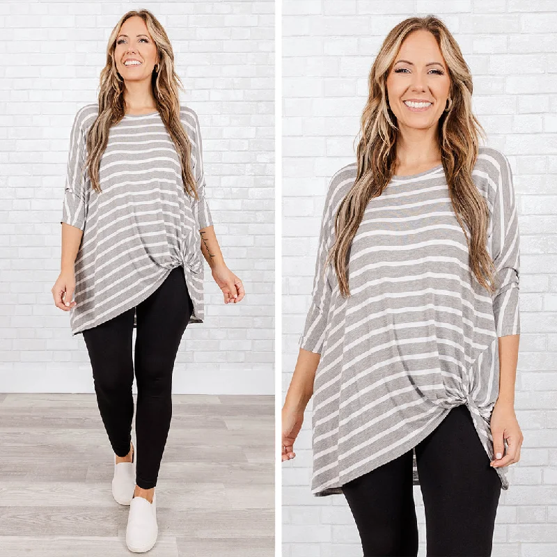 Weekend Specials to Enjoy Steal Me Away Tunic, Gray Stripe