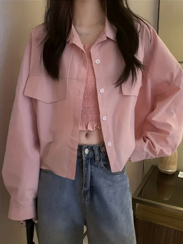 Best Seller Sixsr Solid Button Front Shirt, Casual Long Sleeve Lapel Shirt, Women's Clothing Best Seller Sixsr Solid Button Front Shirt, Casual Long Sleeve Lapel Shirt, Women's Clothing
