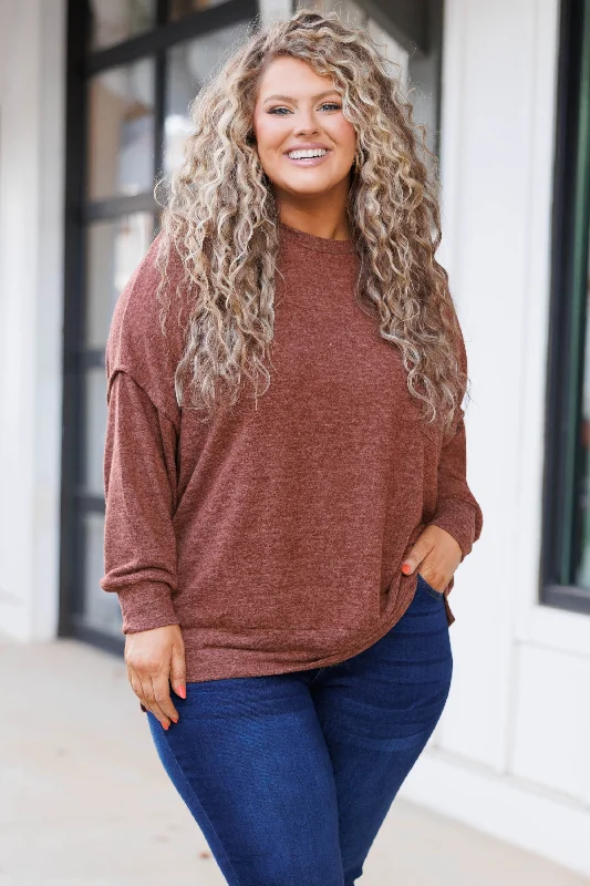 Savings Event More of Me Sweater, Dark Rust