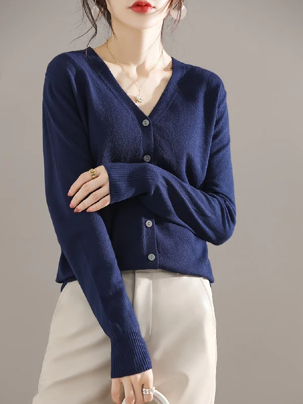 Flash Sale Sixsr Elegant V-neck Solid Cardigan, Long Sleeve Cardigan For Spring & Fall, Women's Clothing Flash Sale Sixsr Elegant V-neck Solid Cardigan, Long Sleeve Cardigan For Spring & Fall, Women's Clothing