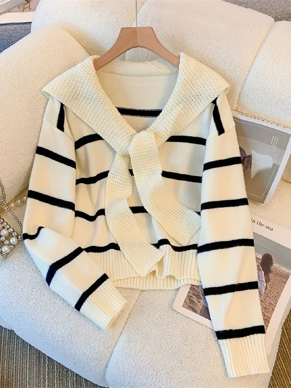 Online Exclusive Sixsr Striped Knitted Pullover Sweater, Casual Long Sleeve Sweater For Fall & Winter, Women's Clothing Online Exclusive Sixsr Striped Knitted Pullover Sweater, Casual Long Sleeve Sweater For Fall & Winter, Women's Clothing