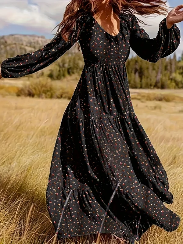 Weekend Specials to Savor Sixsr Plus Size Casual Dress, Women's Plus Ditsy Print Lantern Sleeve V Neck Maxi Smock Dress Weekend Specials to Savor Sixsr Plus Size Casual Dress, Women's Plus Ditsy Print Lantern Sleeve V Neck Maxi Smock Dress