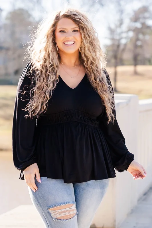 Weekend Shopping Bliss Come On An Adventure With Me Top, Black