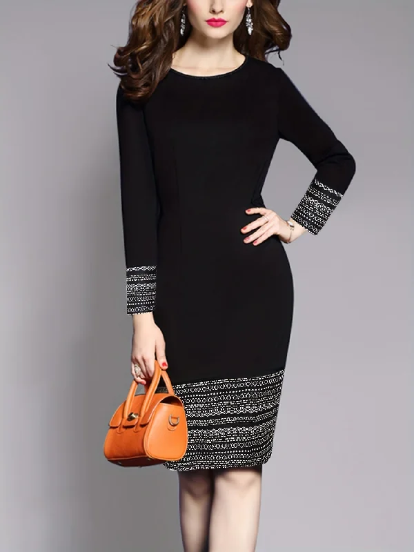 Weekend Specials to Grab Sixsr Tribal Striped Print Dress, Elegant Slim Crew Neck Long Sleeve Bag Hip Dress, Women's Clothing Weekend Specials to Grab Sixsr Tribal Striped Print Dress, Elegant Slim Crew Neck Long Sleeve Bag Hip Dress, Women's Clothing