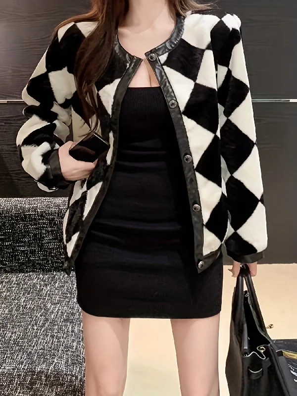 Midnight Sale Sixsr Argyle Print Button Front Cardigan, Elegant Long Sleeve Cardigan, Women's Clothing Midnight Sale Sixsr Argyle Print Button Front Cardigan, Elegant Long Sleeve Cardigan, Women's Clothing