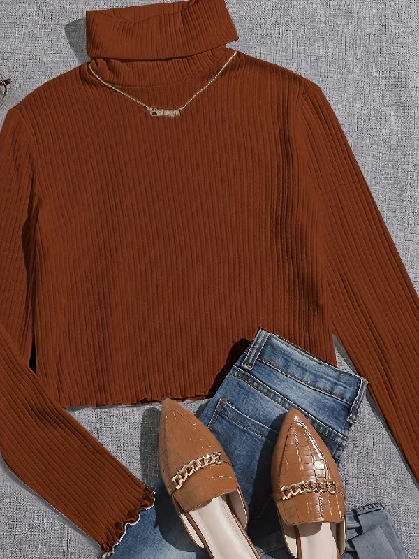 Weekend Savings Galore Sixsr Solid Turtle Neck Knitted Top, Elegant Long Sleeve Crop Sweater, Women's Clothing Weekend Savings Galore Sixsr Solid Turtle Neck Knitted Top, Elegant Long Sleeve Crop Sweater, Women's Clothing