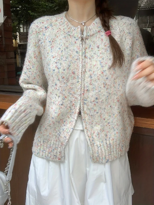 Weekend Discounts to Savor Sixsr Colorful Dot Zip Up Knit Cardigan, Casual Long Sleeve Sweater Coat, Women's Clothing Weekend Discounts to Savor Sixsr Colorful Dot Zip Up Knit Cardigan, Casual Long Sleeve Sweater Coat, Women's Clothing