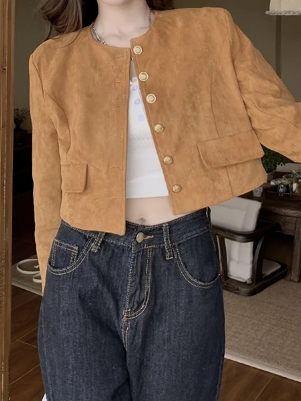 Flash Deal Sixsr Solid Color Button Front Jacket, Chic Long Sleeve Cardigan, Women's Clothing Flash Deal Sixsr Solid Color Button Front Jacket, Chic Long Sleeve Cardigan, Women's Clothing