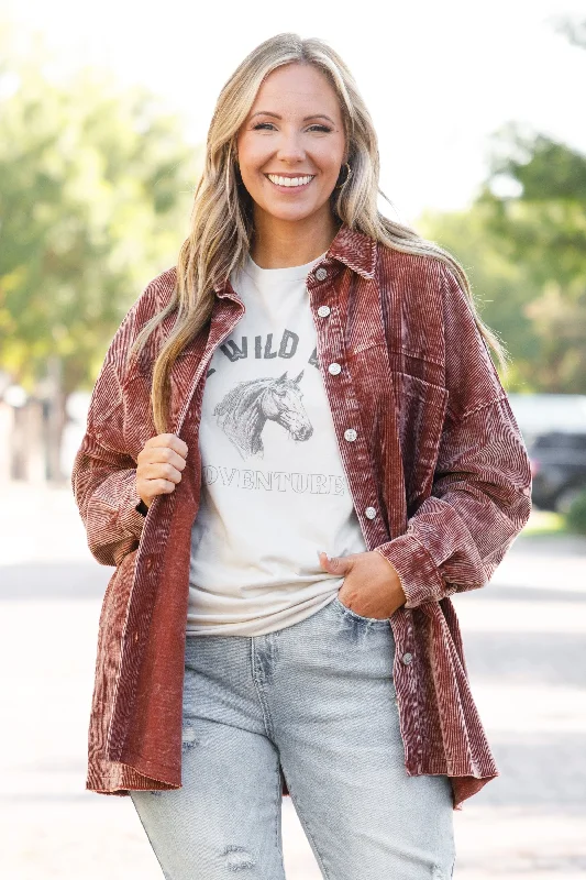 Super Deal Close To You Shacket, Dark Rust