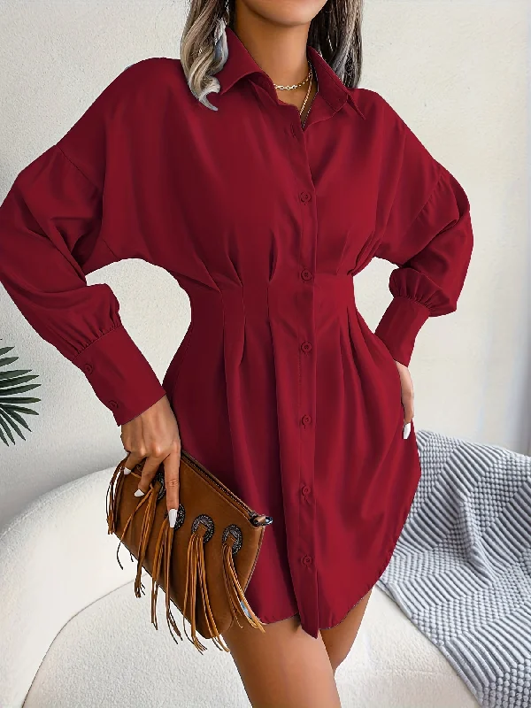 Steal Deal Sixsr Long Sleeve Mini Shirt Dress, Button Up Casual Dress For Fall & Spring, Women's Clothing Steal Deal Sixsr Long Sleeve Mini Shirt Dress, Button Up Casual Dress For Fall & Spring, Women's Clothing