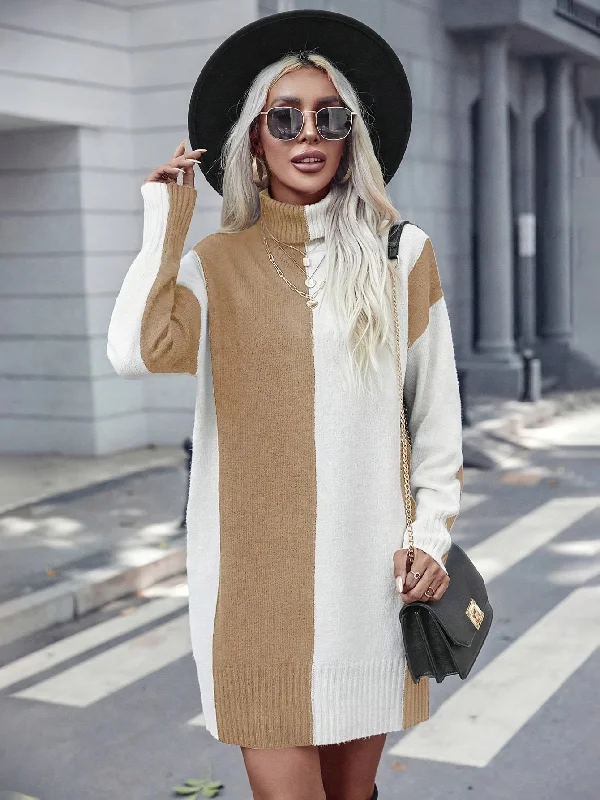 Weekend Deals That Amaze Sixsr Color Block Turtleneck Dress, Elegant Long Sleeve Sweater Dress, Women's Clothing Weekend Deals That Amaze Sixsr Color Block Turtleneck Dress, Elegant Long Sleeve Sweater Dress, Women's Clothing