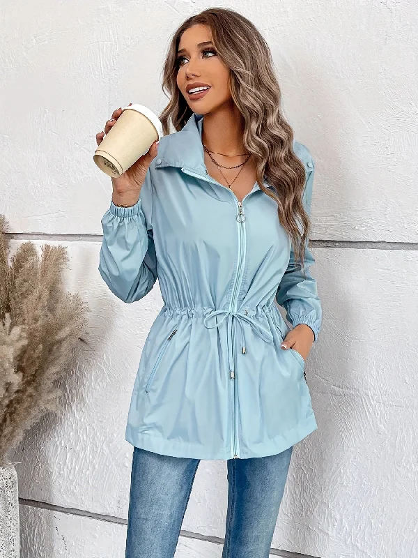 Super Savings Sixsr Solid Hooded Rain Jacket, Casual Zip Up Long Sleeve Outerwear, Women's Clothing Super Savings Sixsr Solid Hooded Rain Jacket, Casual Zip Up Long Sleeve Outerwear, Women's Clothing