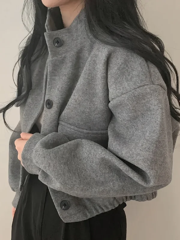 Reduced Rates Sixsr Solid Color Button Front Jacket, Casual Long Sleeve Jacket For Fall & Winter, Women's Clothing