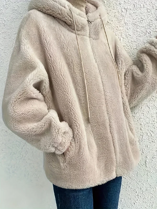 Weekend Offers That Please Sixsr Fuzzy Drawstring Hooded Coat, Casual Solid Long Sleeve Outerwear, Women's Clothing Weekend Offers That Please Sixsr Fuzzy Drawstring Hooded Coat, Casual Solid Long Sleeve Outerwear, Women's Clothing