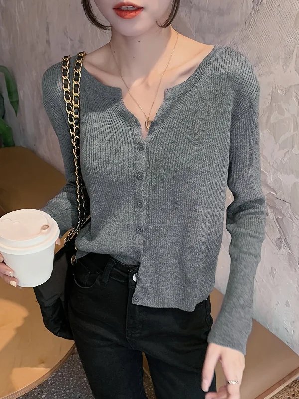 Weekend Savings Extravaganza Sixsr Elegant Button Front Solid Cardigan, Long Sleeve Cardigan For Fall & Winter, Women's Clothing Weekend Savings Extravaganza Sixsr Elegant Button Front Solid Cardigan, Long Sleeve Cardigan For Fall & Winter, Women's Clothing