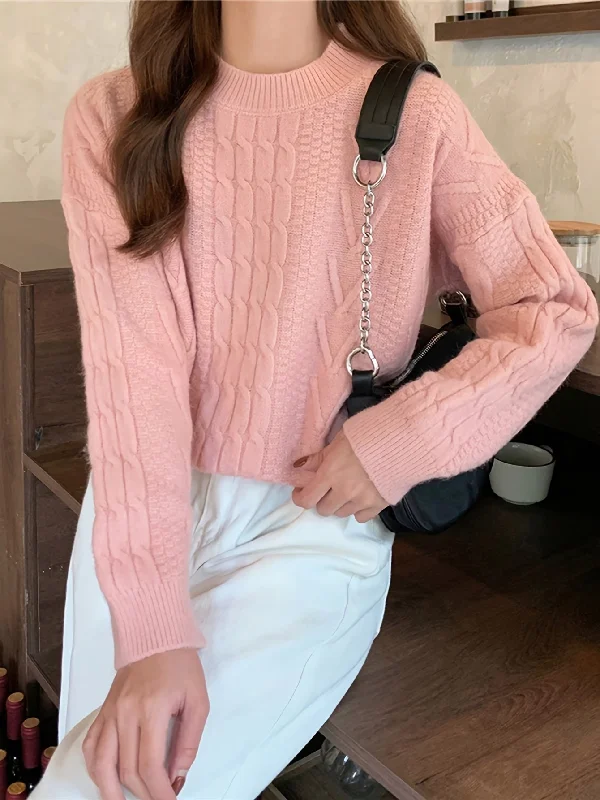 Unmissable Offer Sixsr Solid Cable Twist Knit Sweater, Casual Long Sleeve Pullover Sweater, Women's Clothing Unmissable Offer Sixsr Solid Cable Twist Knit Sweater, Casual Long Sleeve Pullover Sweater, Women's Clothing